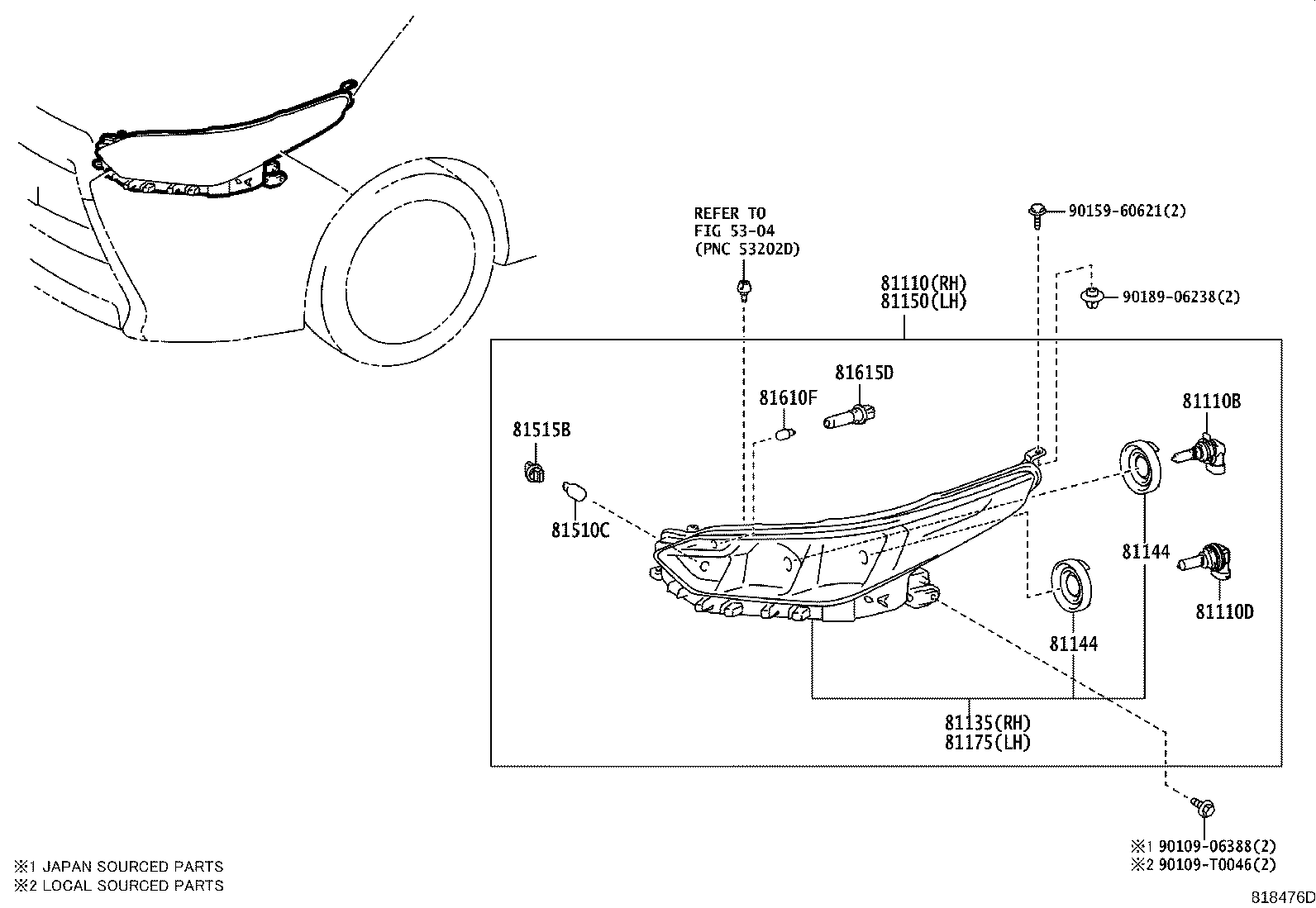 81110-0D830 HEADLAMP ASSY, RH product image