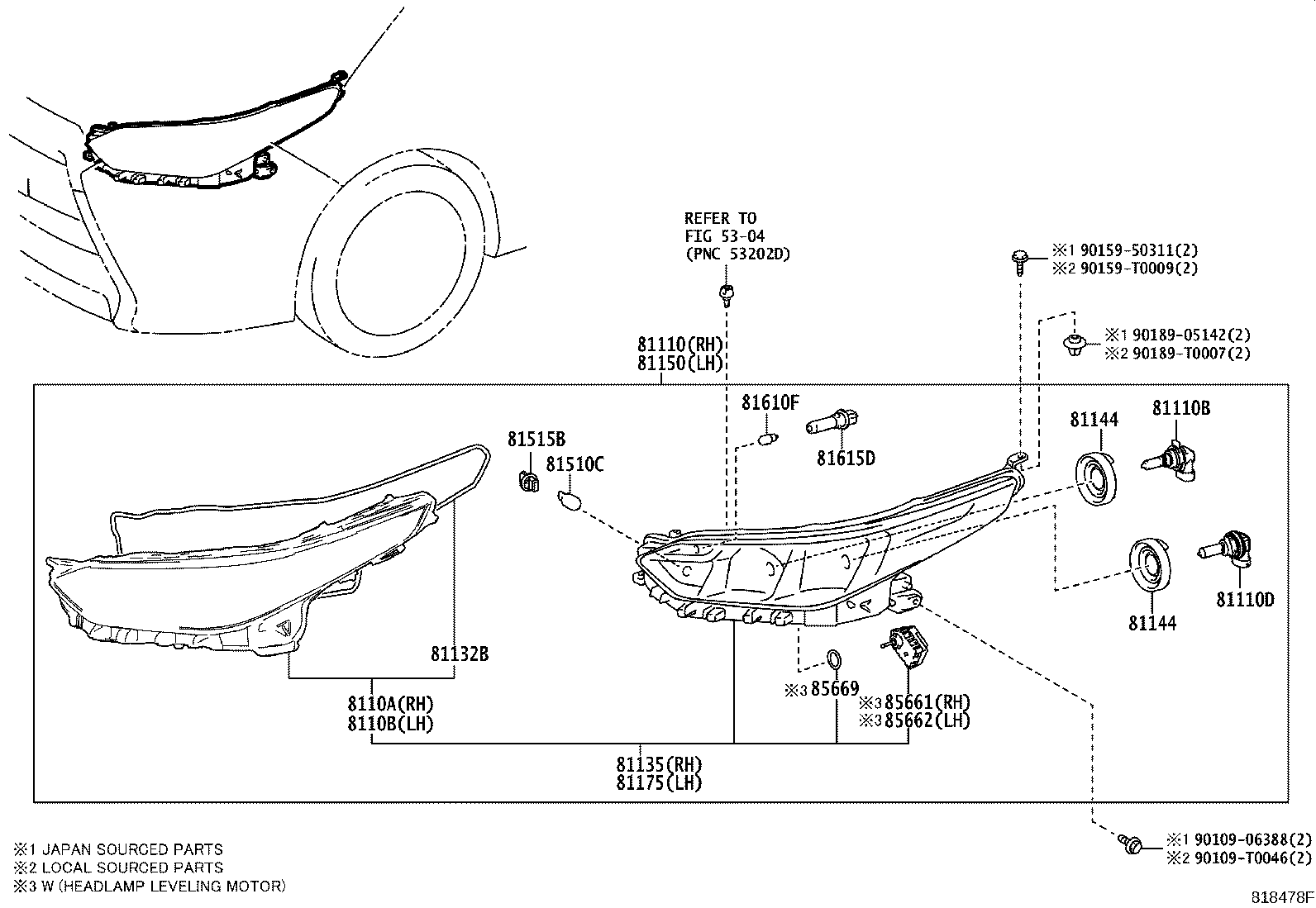81110-0D830 HEADLAMP ASSY, RH product image