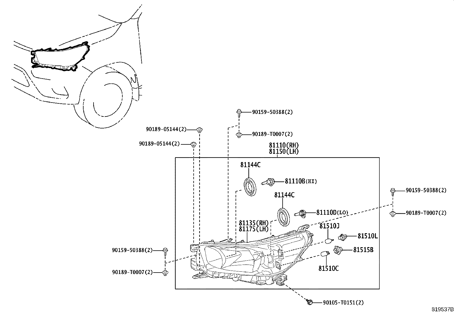 81110-YP141 HEADLAMP ASSY, RH product image