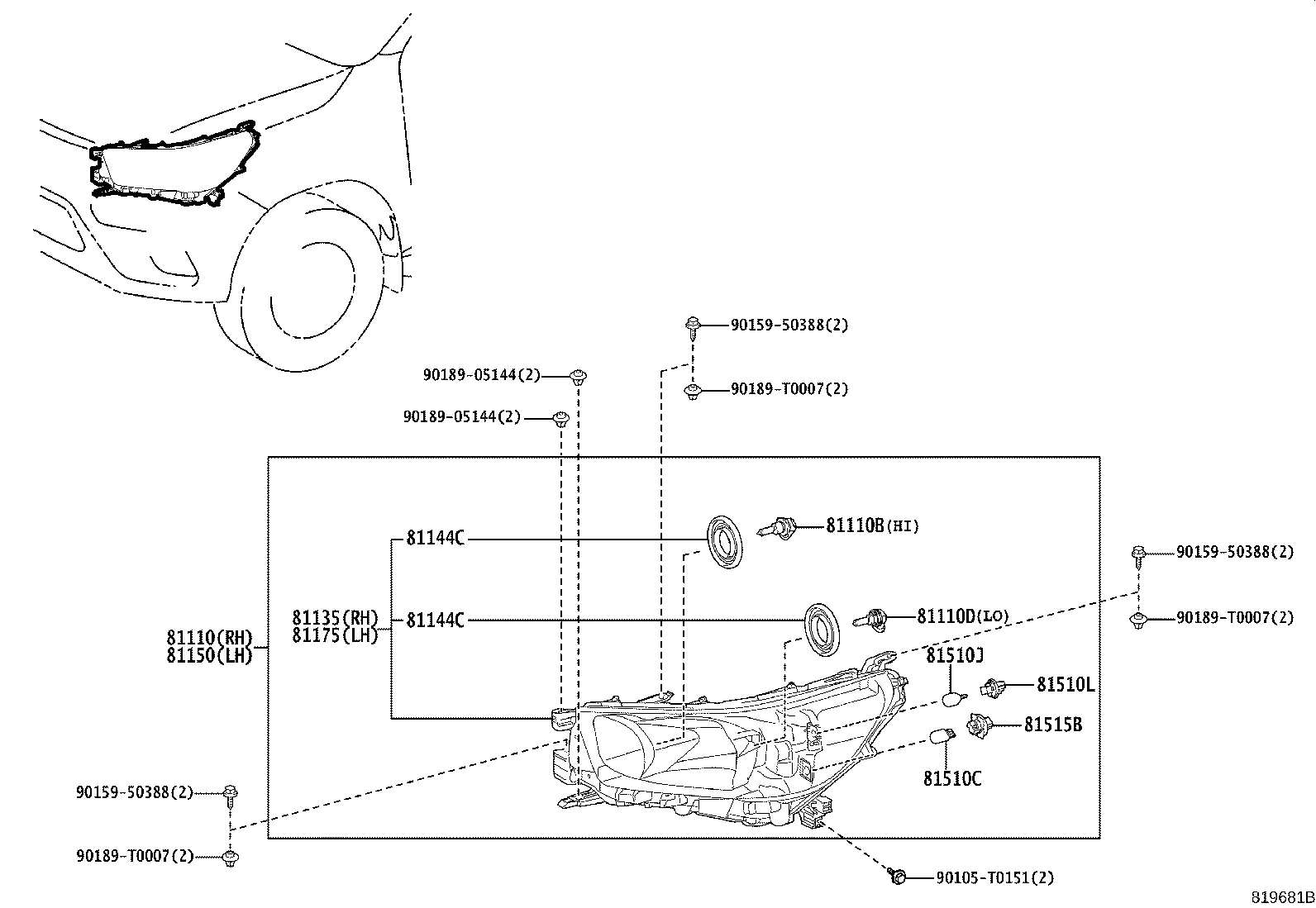 81110-YP141 HEADLAMP ASSY, RH product image