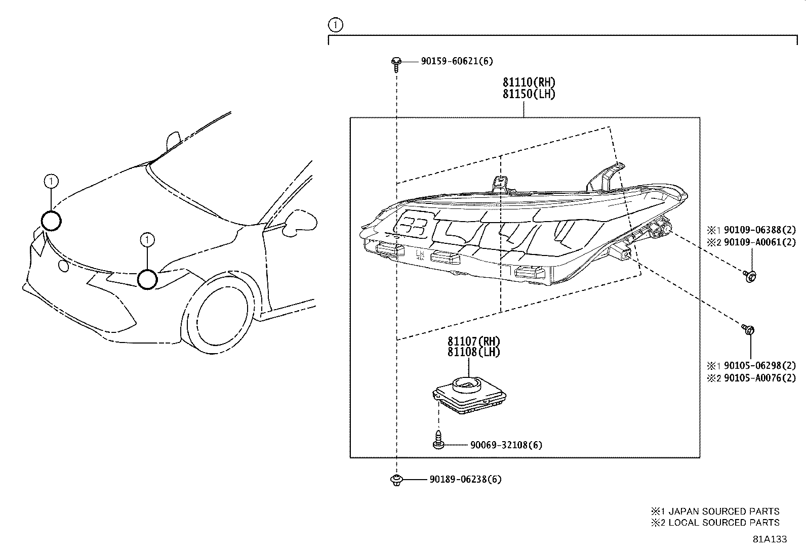 81110-07201 HEADLAMP ASSY, RH product image