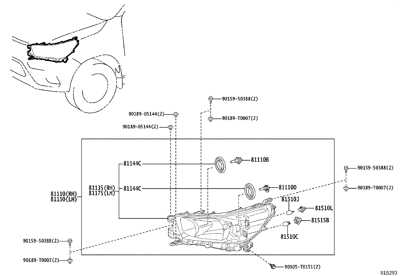 53147-YP060 GARNISH, HEADLAMP ORNAMENT, RH product image