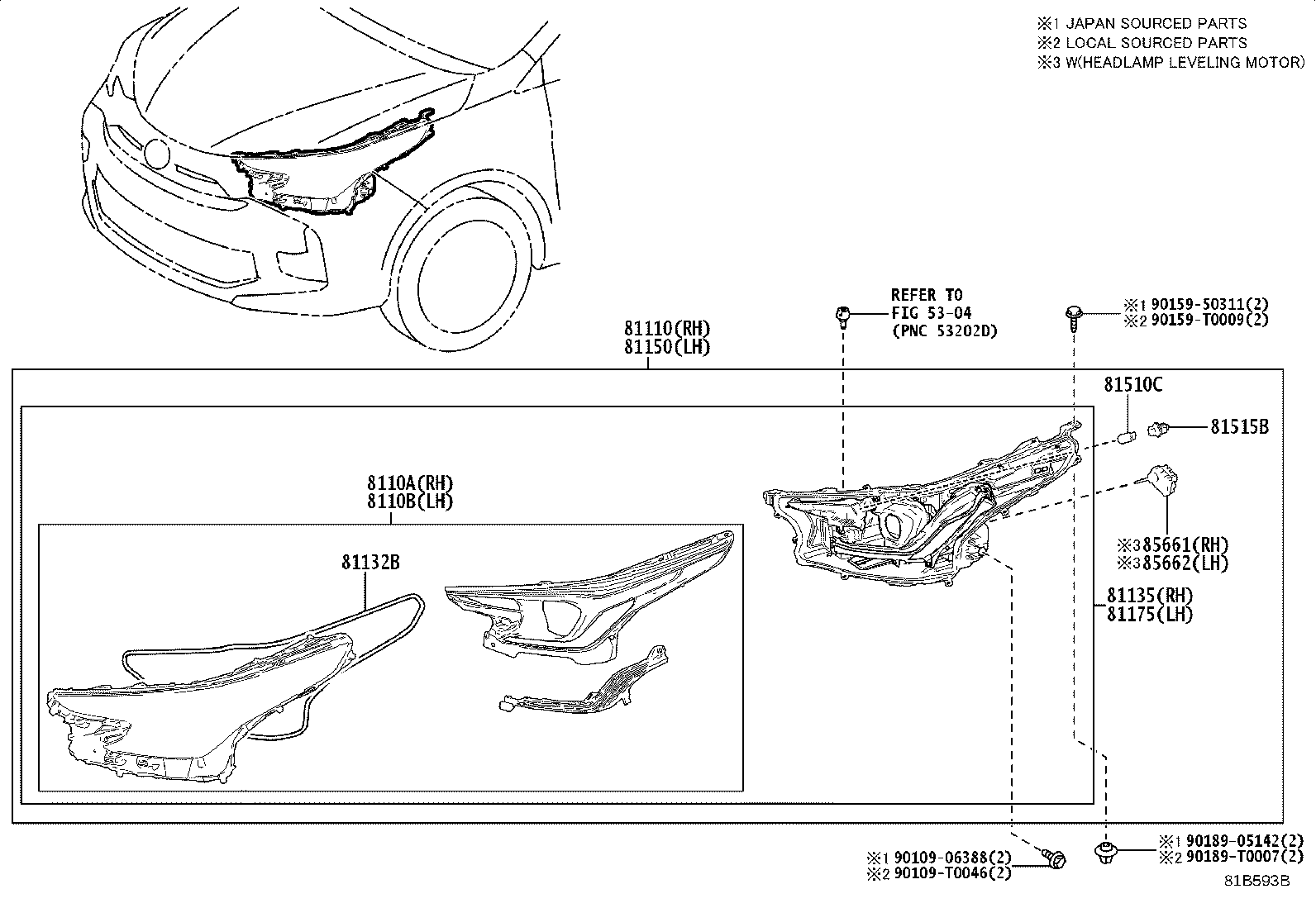 8110B-YP320 LENS SUB-ASSY, HEADLAMP, LH product image