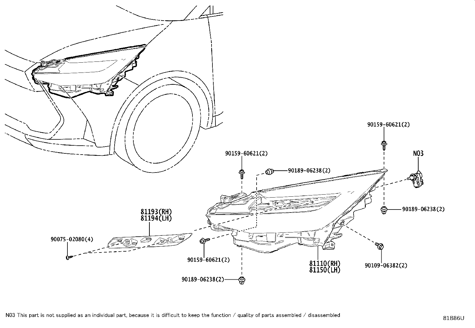 81145-F4510 HEADLAMP ASSY, RH product image