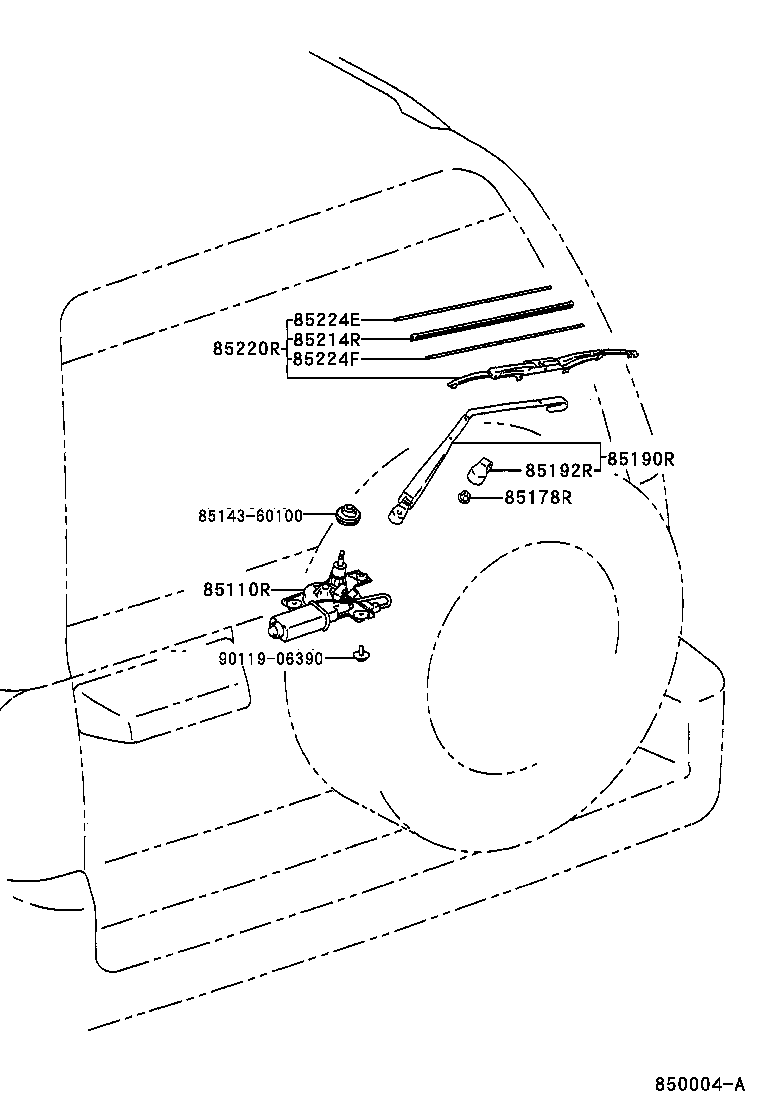 85130-60150 MOTOR ASSY, REAR WIPER product image