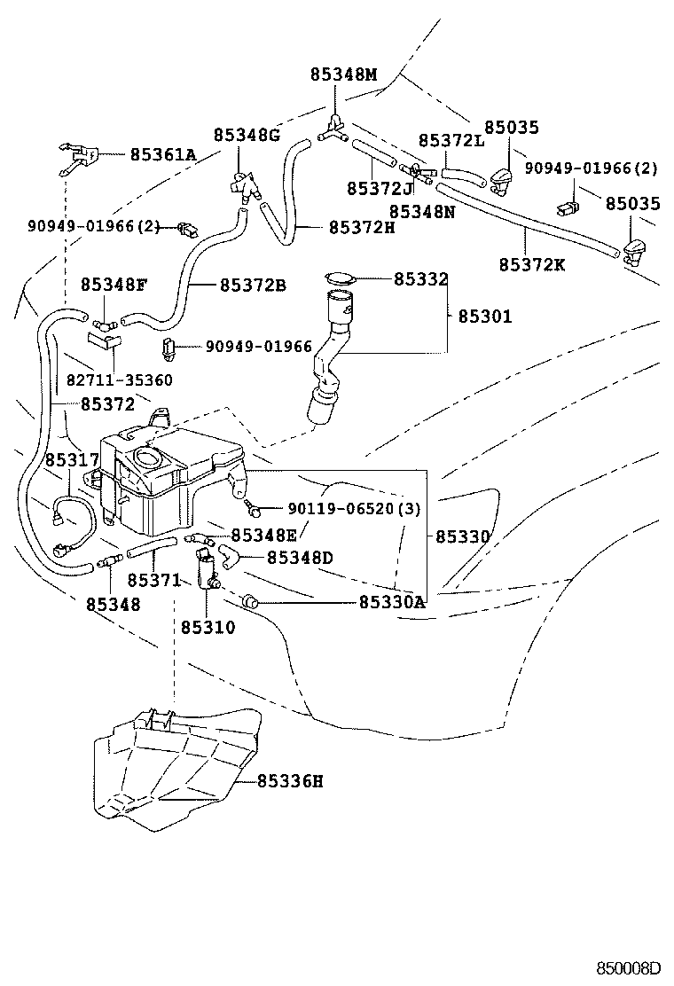 85330-60130 MOTOR AND PUMP ASSY, WINDSHIELD WASHER product image