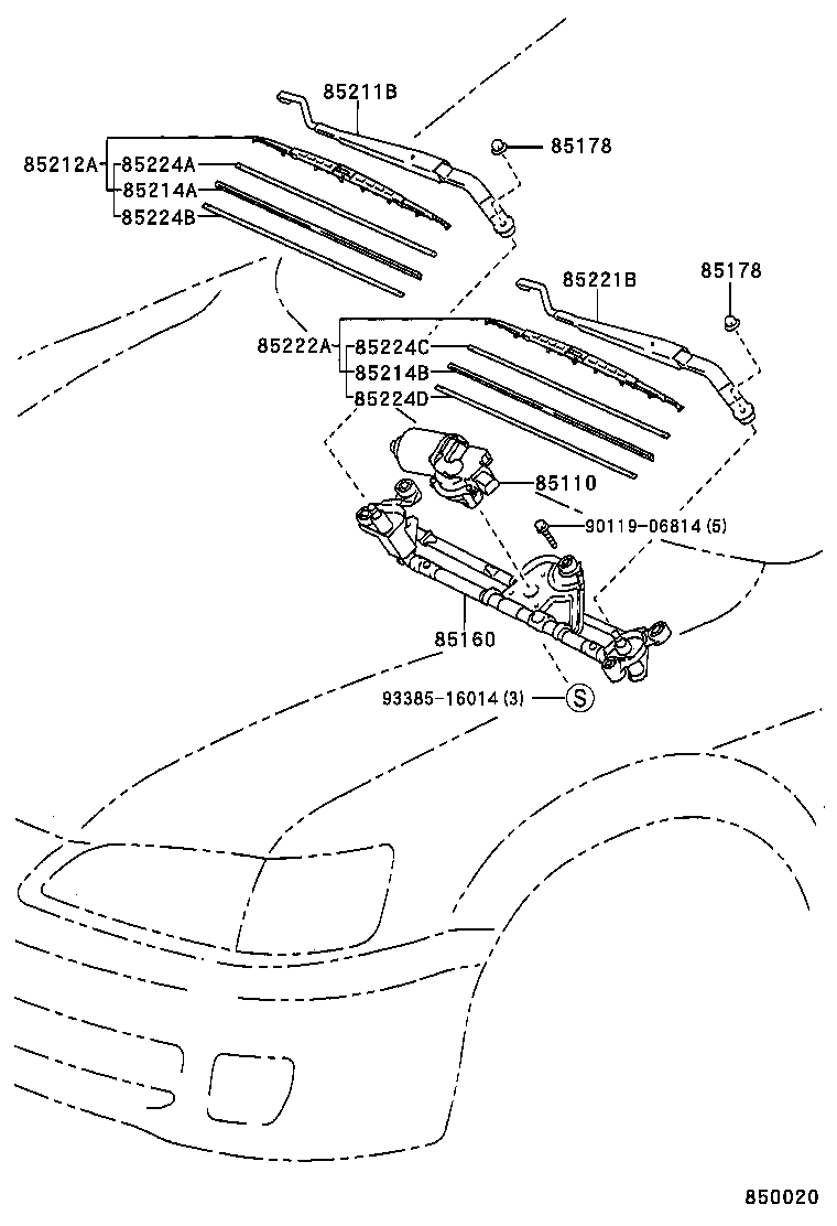 85214-20280 RUBBER, WIPER, LH product image