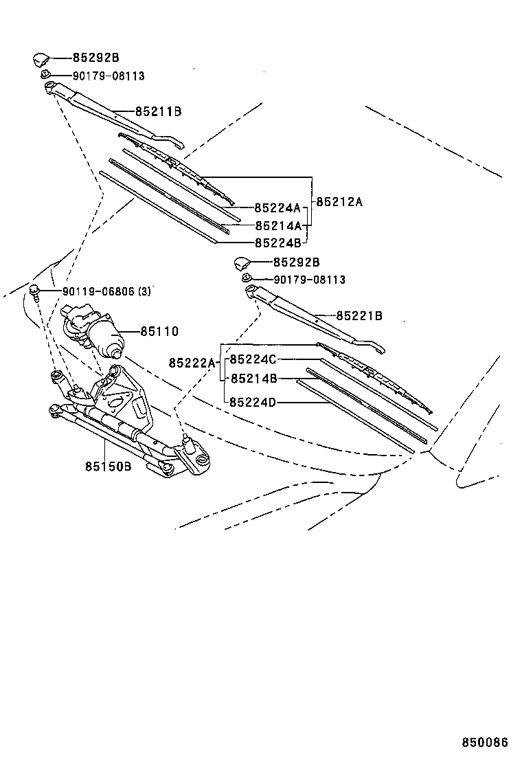 85214-44031 RUBBER, WIPER, RH product image
