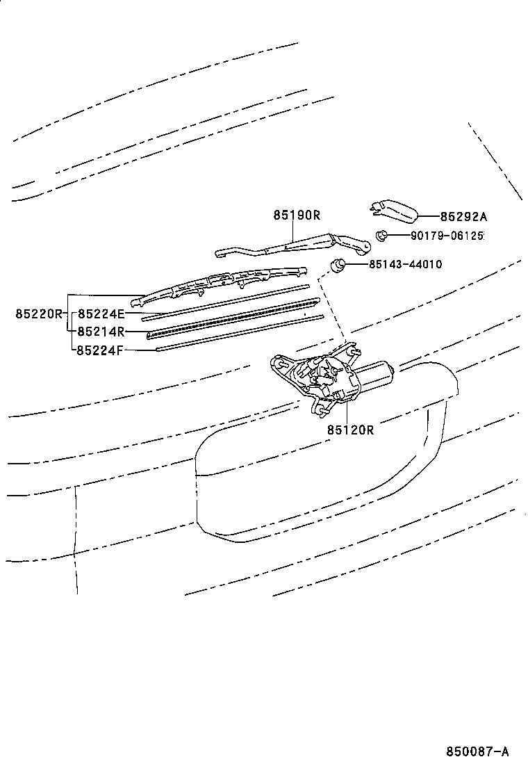 85130-44020 MOTOR AND BRACKET ASSY, REAR WIPER product image