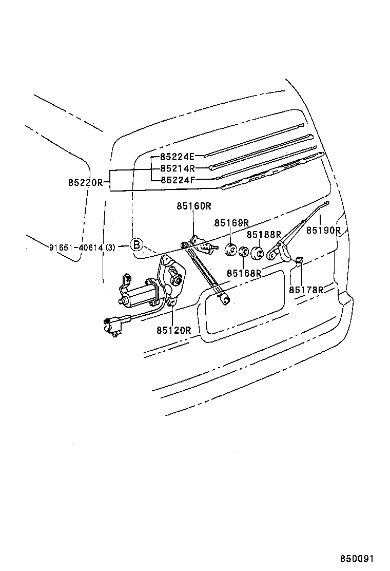 85120-95J00 MOTOR AND BRACKET ASSY, REAR WIPER product image