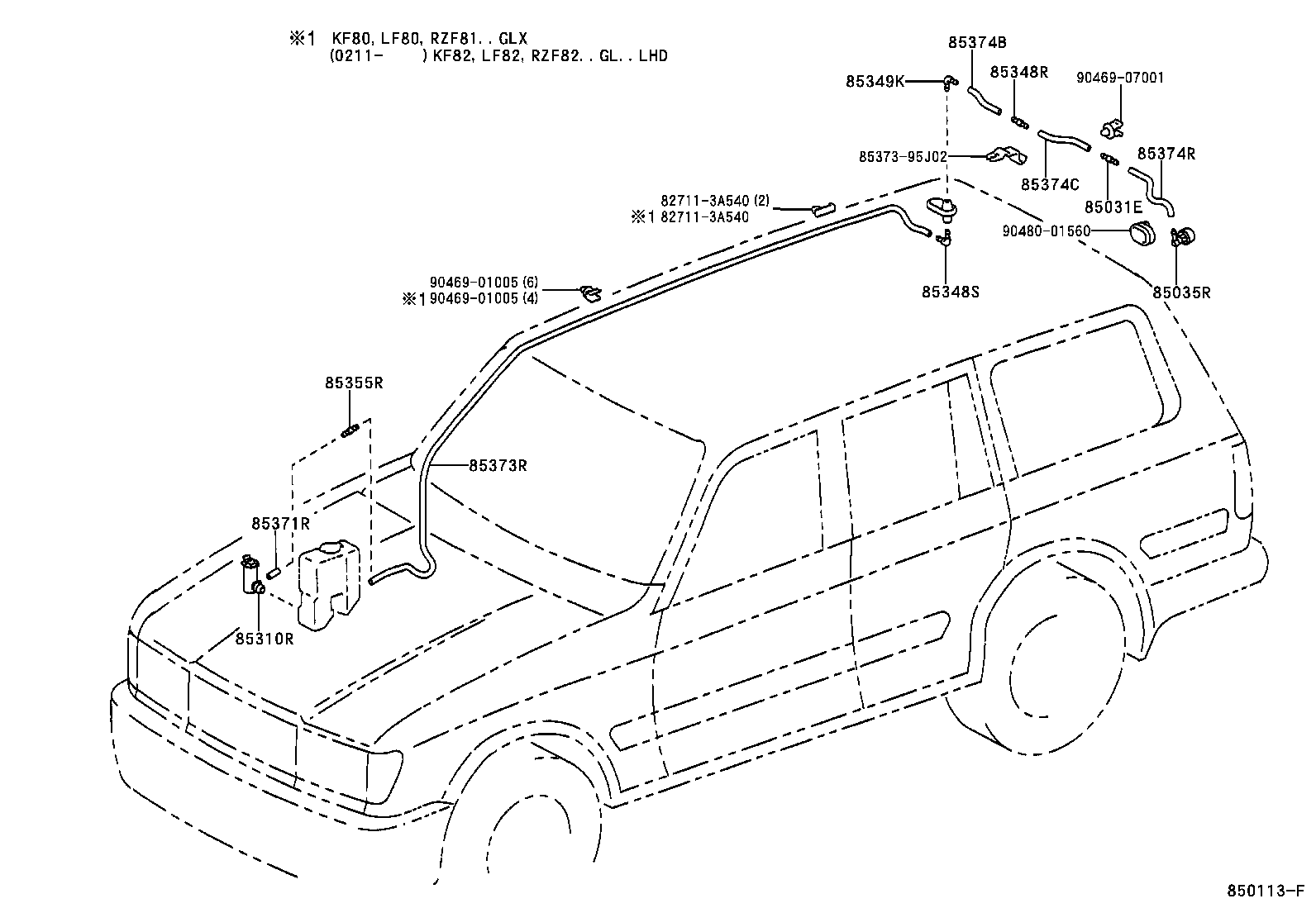 90068-59017 HOSE, REAR WASHER (FROM MOTOR TO JOINT) product image