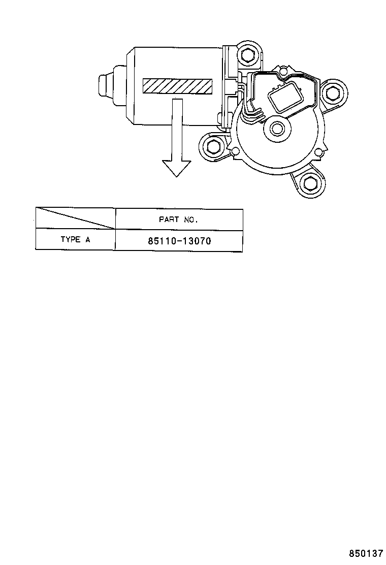 85110-13070 MOTOR ASSY, WINDSHIELD WIPER product image