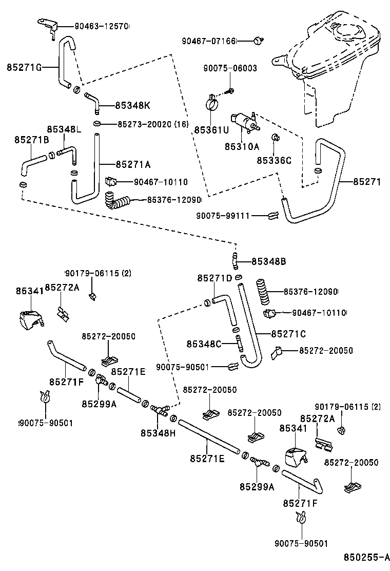 85280-20020 MOTOR AND PUMP ASSY, HEADLAMP CLEANER WASHER product image