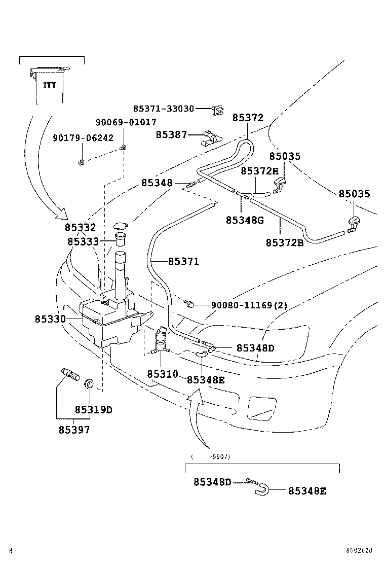 85374-AA020 HOSE, WINDSHIELD WASHER (FROM JOINT TO JOINT), NO.3 product image