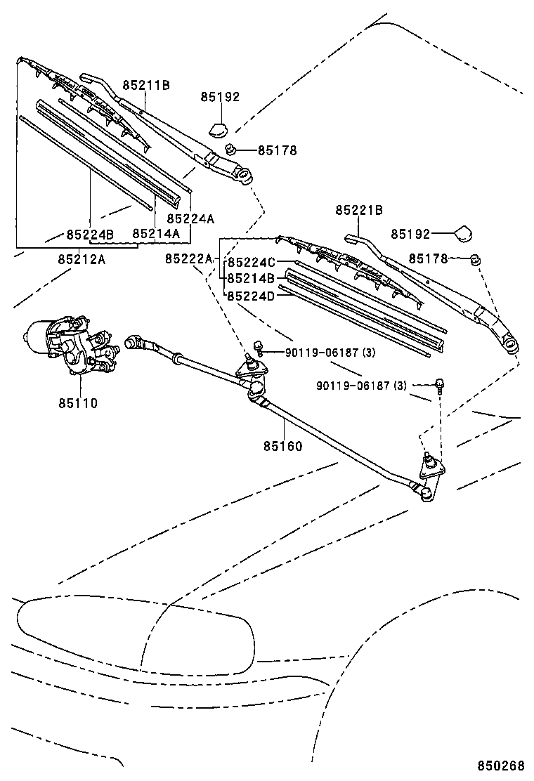 85214-02020 RUBBER, WIPER, LH product image