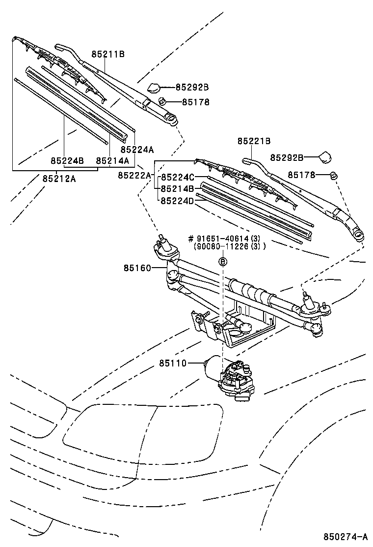 85214-08020 RUBBER, WIPER, LH product image