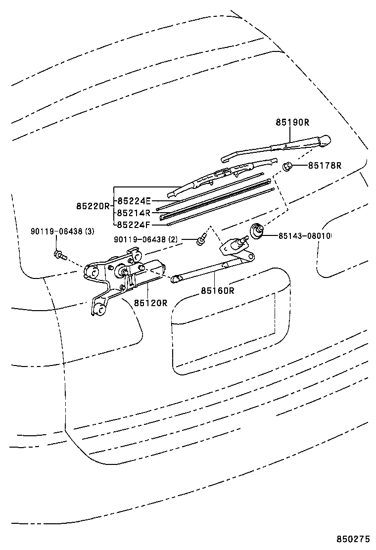 85214-08030 RUBBER, REAR WIPER product image