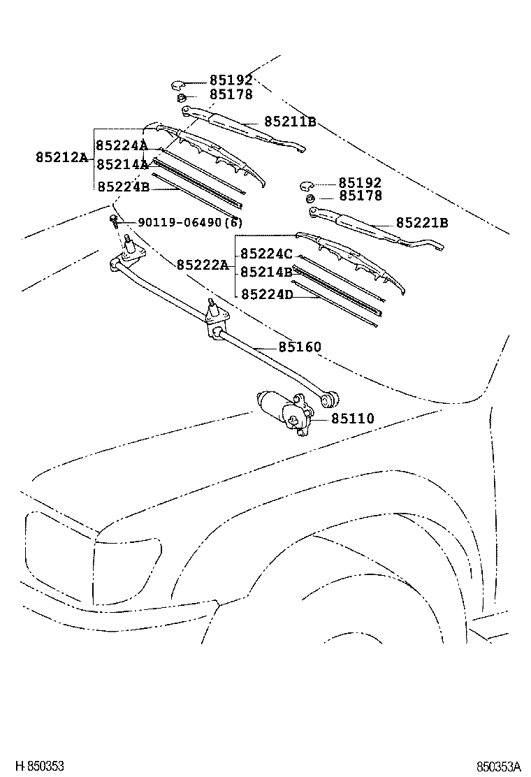 85214-04020 RUBBER, WIPER, RH product image