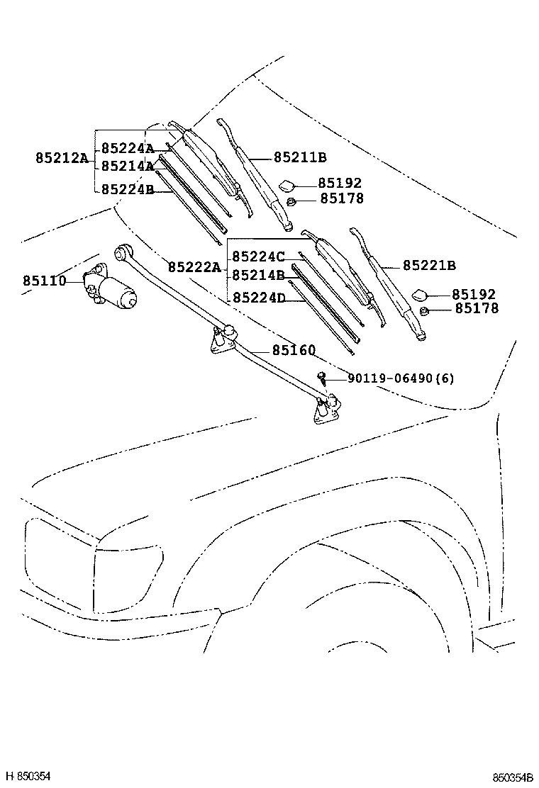 85214-04020 RUBBER, WIPER, RH product image