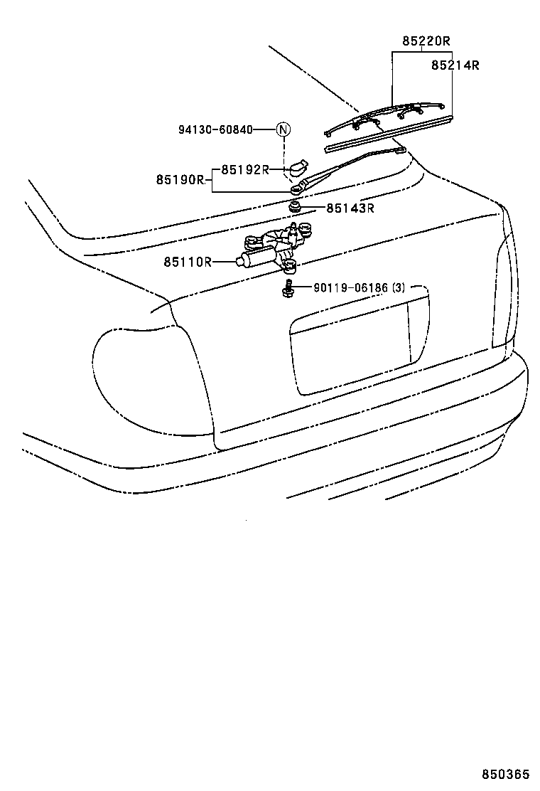 85143-05030 GROMMET, REAR WIPER MOTOR product image