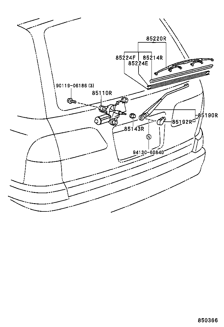 85143-05030 GROMMET, REAR WIPER MOTOR product image
