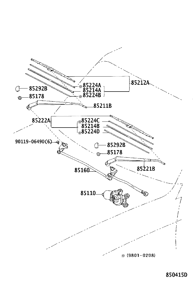 85214-60090 RUBBER, WIPER, RH product image
