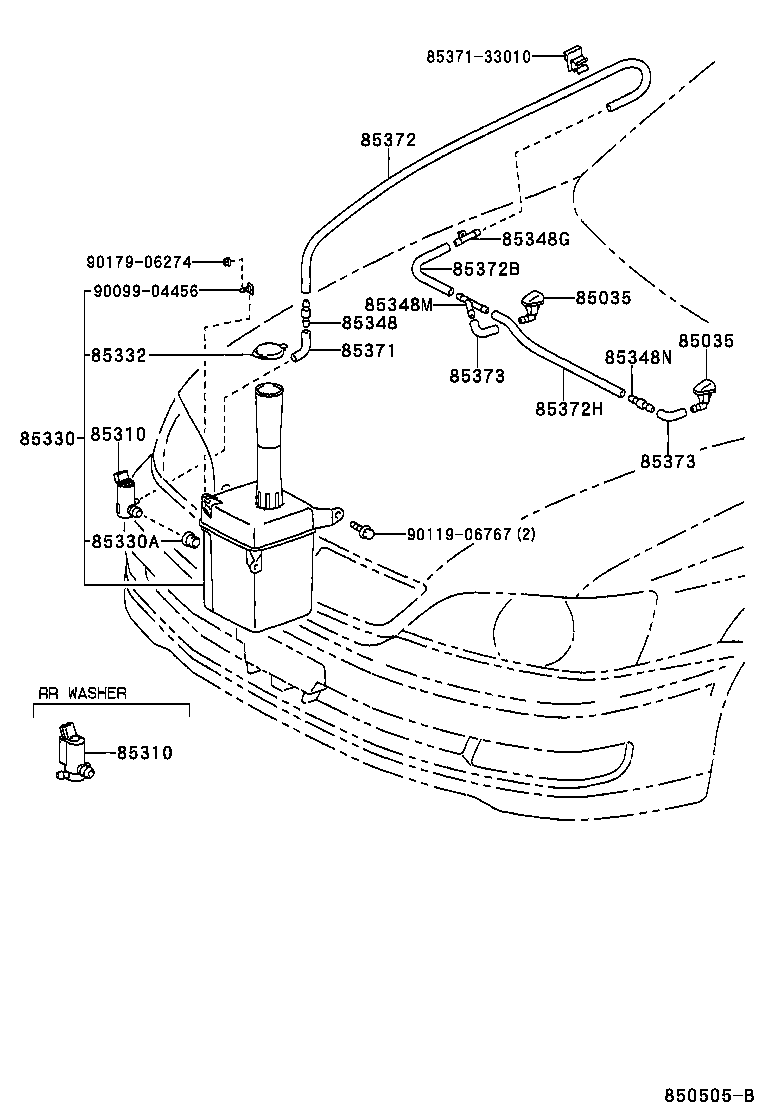85381-32050 NOZZLE SUB-ASSY, WASHER product image