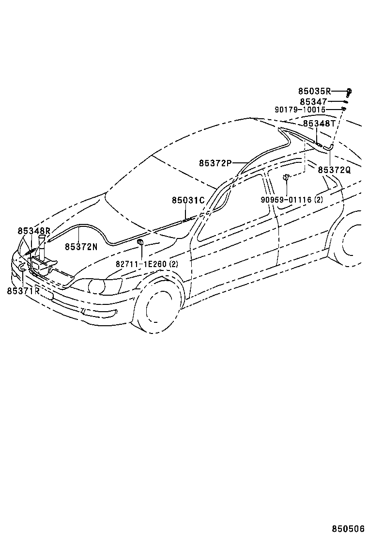 85376-32340 HOSE, REAR WASHER (FROM JOINT TO JOINT), NO.4 product image