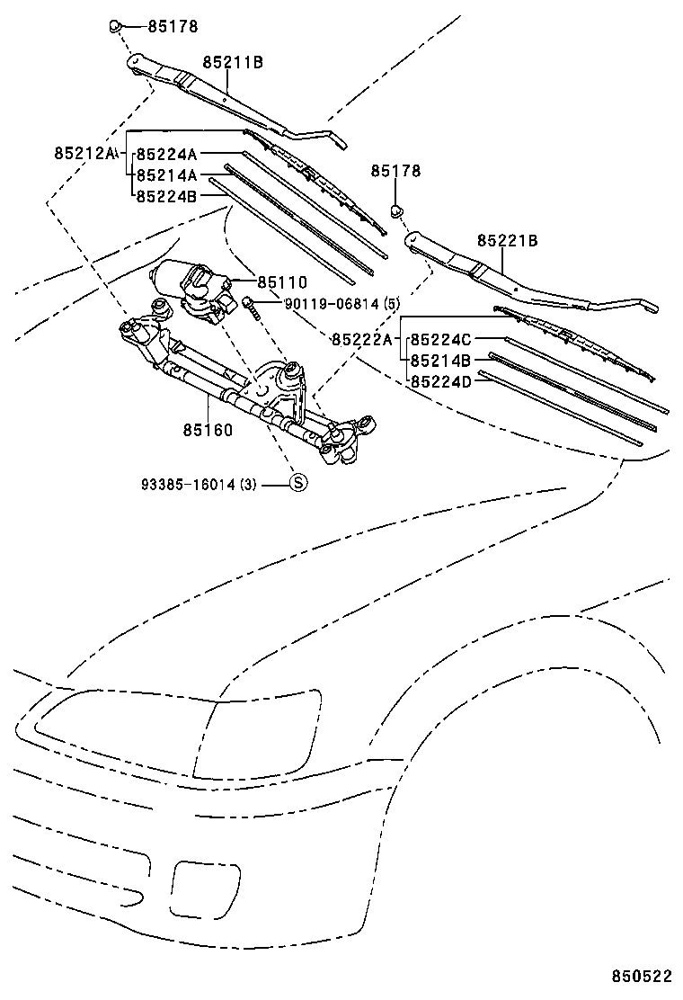 85214-33030 RUBBER, WIPER, RH product image