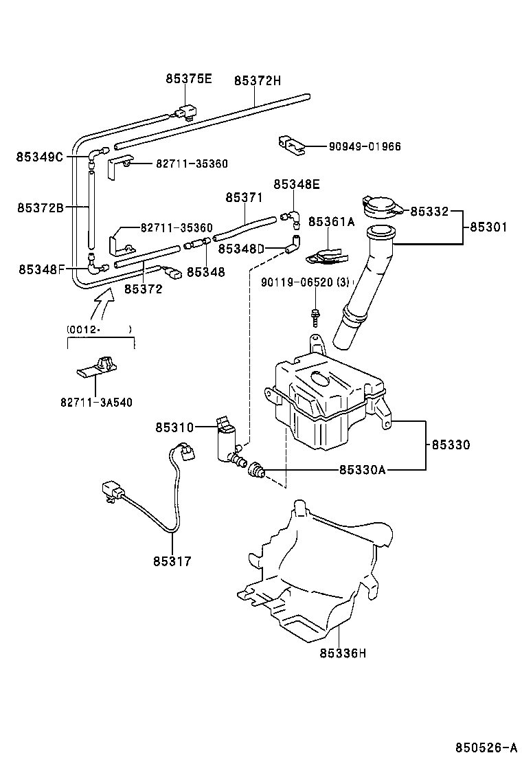 85315-35261 JAR ASSY, WINDSHIELD WASHER product image