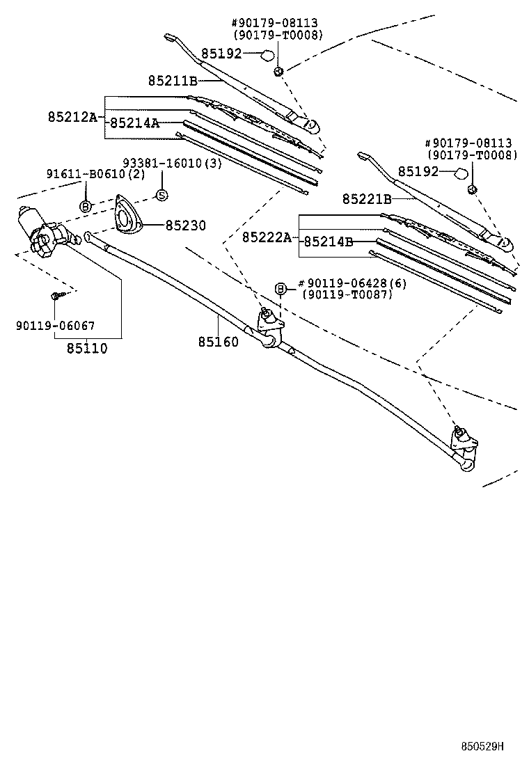 85214-0B040 RUBBER, WIPER, RH product image