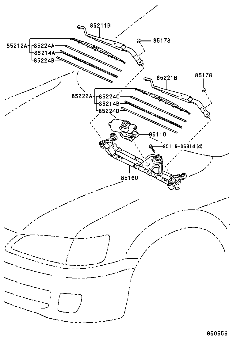 85214-33040 RUBBER, WIPER, RH product image