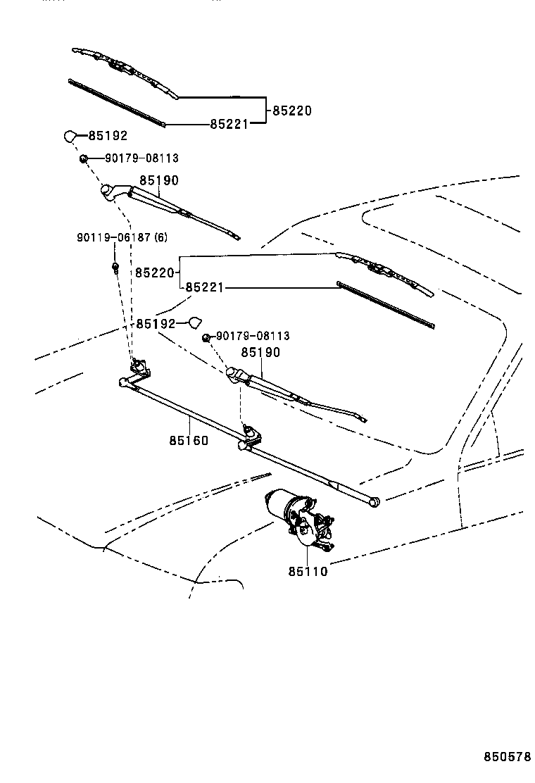85110-16390 MOTOR ASSY, WINDSHIELD WIPER product image