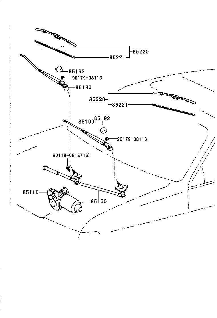 85110-16390 MOTOR ASSY, WINDSHIELD WIPER product image