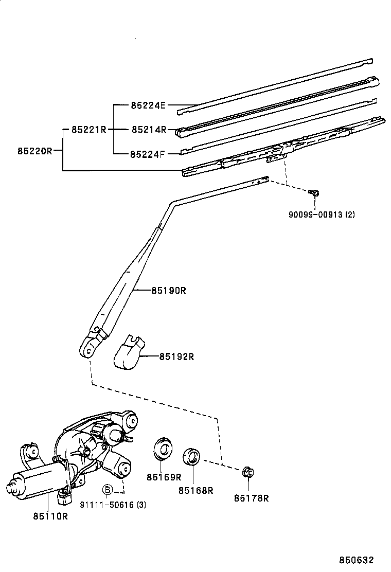 85130-60130 MOTOR ASSY, REAR WIPER product image