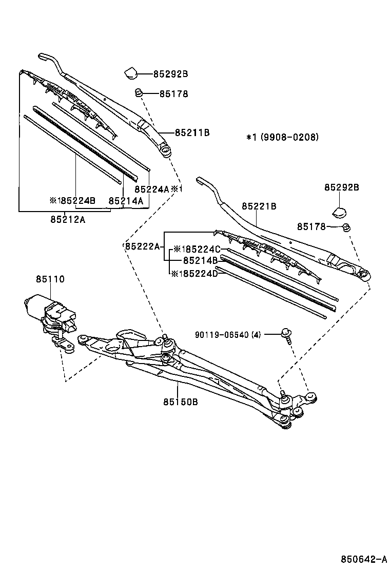 85214-20430 RUBBER, WIPER, LH product image
