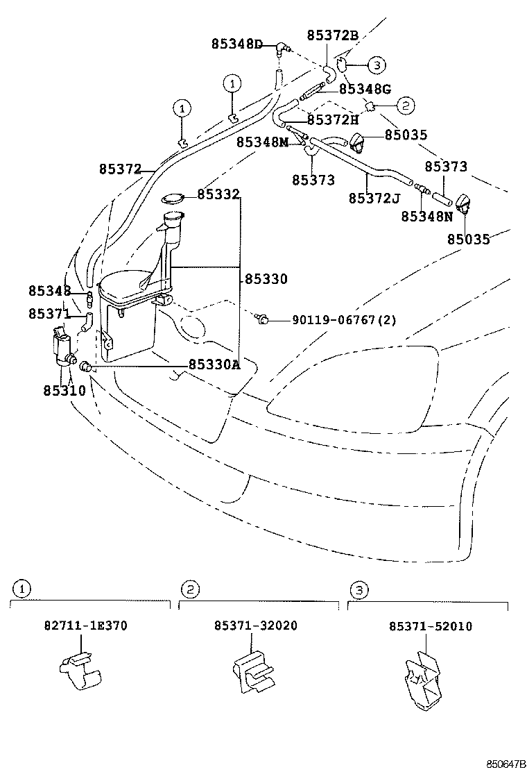 85382-52010 NOZZLE SUB-ASSY, WASHER product image