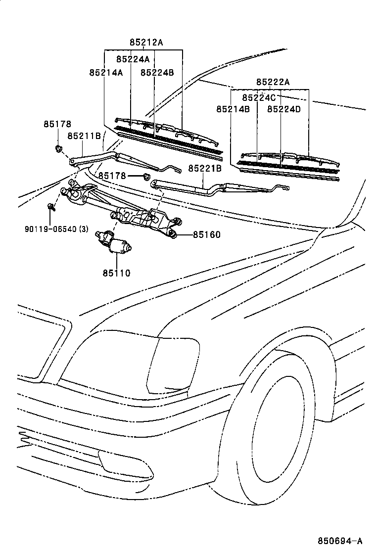 85214-30370 RUBBER, WIPER, LH product image