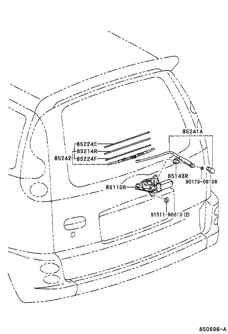 85214-10100 RUBBER, REAR WIPER product image