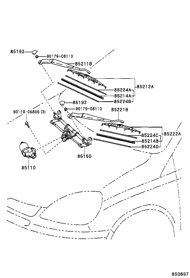 85214-44020 RUBBER, WIPER, RH product image