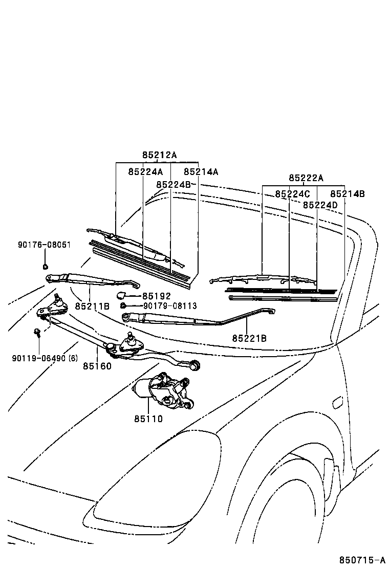 85214-17050 RUBBER, WIPER, RH product image