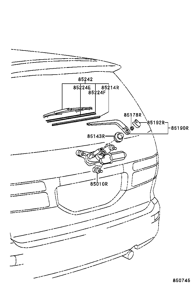 85020-28020 MOTOR & LINK ASSY, RR WIPER product image