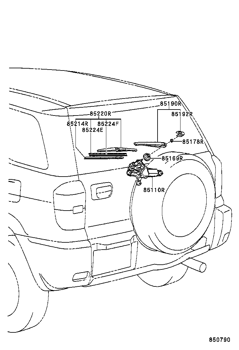 85224-42040 PLATE, REAR WIPER RUBBER BACKING, NO.1 product image