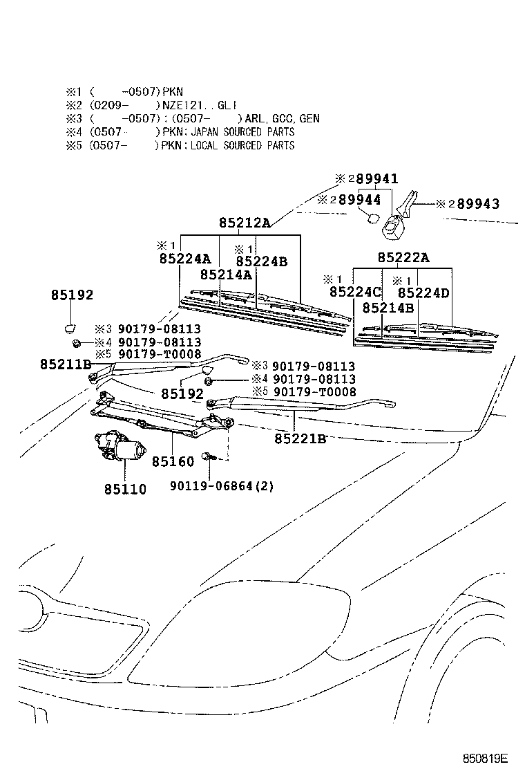 85214-02080 RUBBER, WIPER, LH product image