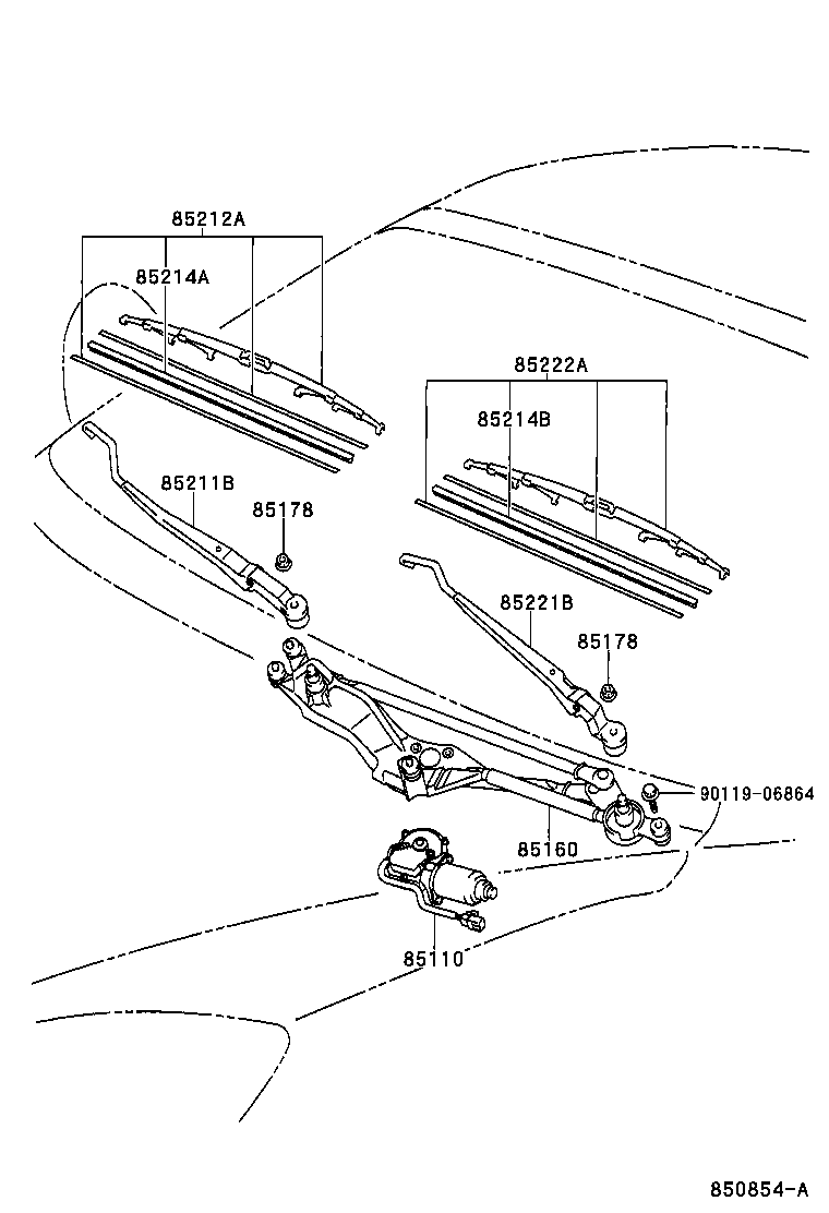 85221-24100 ARM, FRONT WIPER, LH product image