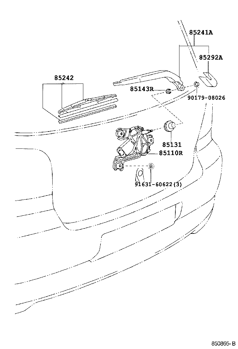 85242-0D010 BLADE, RR WIPER product image