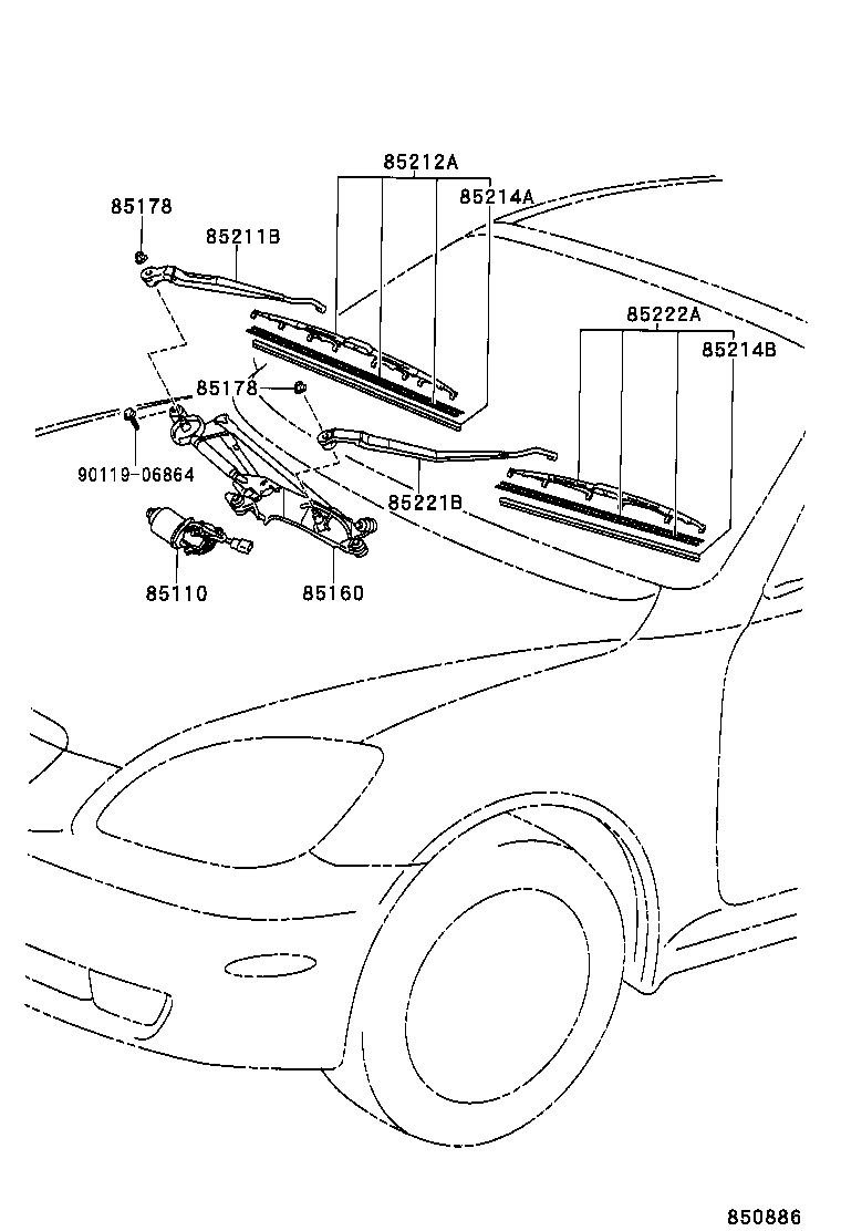 85214-24051 RUBBER, WIPER, RH product image