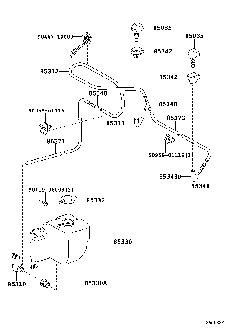 90446-06275 HOSE, WINDSHIELD WASHER (FROM MOTOR TO JOINT) product image