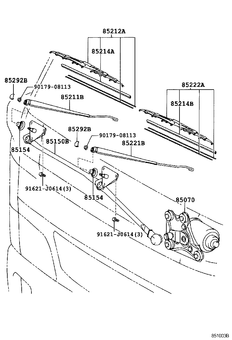 85211-37130 ARM, FRONT WIPER, RH product image