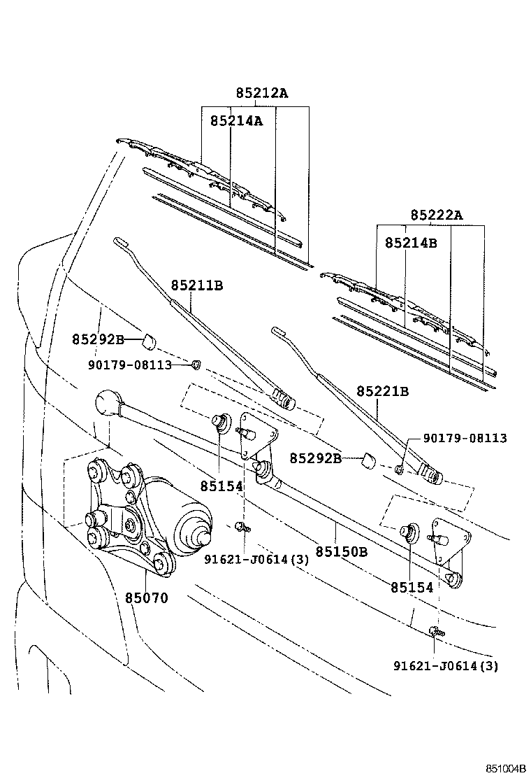 85211-37130 ARM, FRONT WIPER, RH product image
